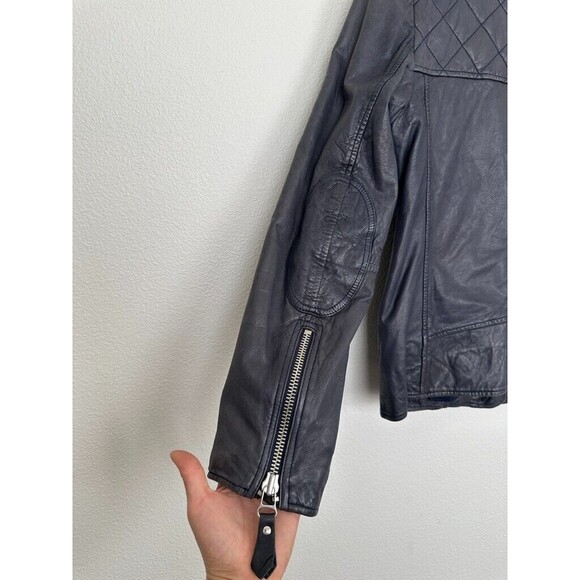 Isabel Marant Étoile Kady Quilted Washed Lamb Leather Jacket Ink Blue Size 38 - Picture 15 of 16